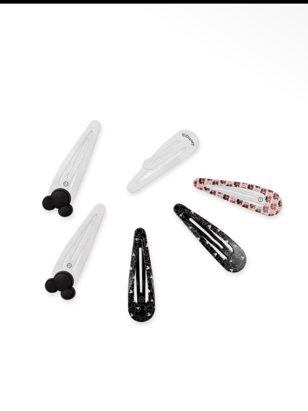 Disney Teleties Mickey Mouse Snap Clip Set - Black, White, Pink - Picture 3 of 3